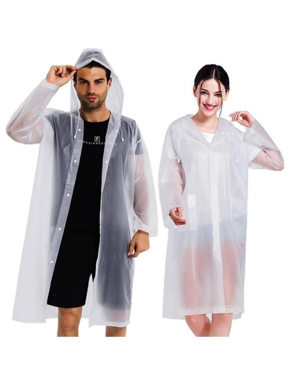 Raincoat 2 Pack Men Women Reusable EVA Waterproof Poncho Lightweight Outdoor